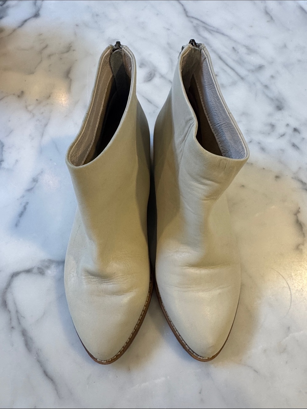 Kelsi Dagger Cream Leather Booties